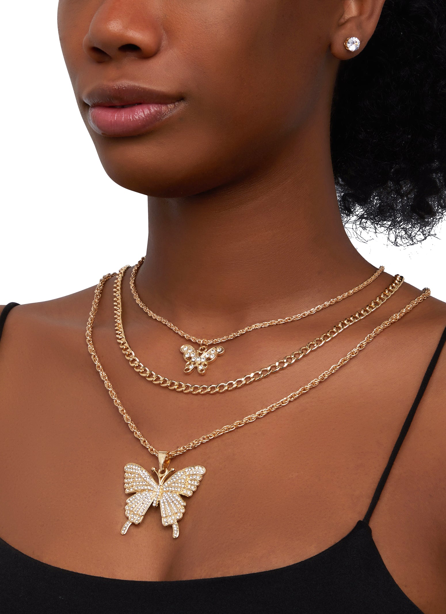 Butterfly Rhinestone One Size Necklace | Forever 21